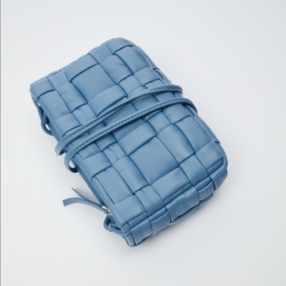 New Zara Sheep Leather Crossbody Bag Blue - Picture 9 of 16